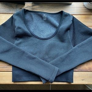 Aerie OFFLINE Sidewalk Seamless Ribbed Long-Sleeve Cropped T-Shirt